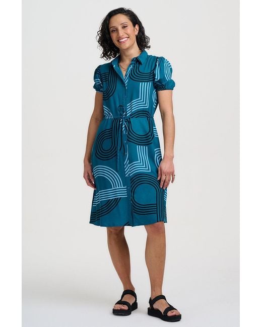 Sugarhill Blue Salma Mini Shirt Dress, Ocean Racer