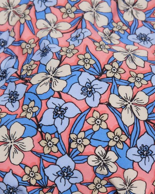 Lords of Harlech Blue Flavia Floral Field Coral Bikini Top