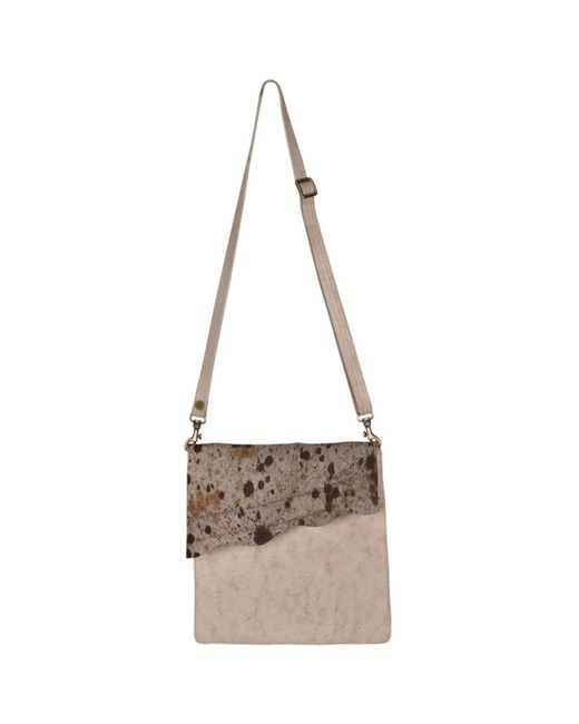Owen Barry Brown Neutrals Cowhide Crossbody Bag Montana Canvas Leather Stevie