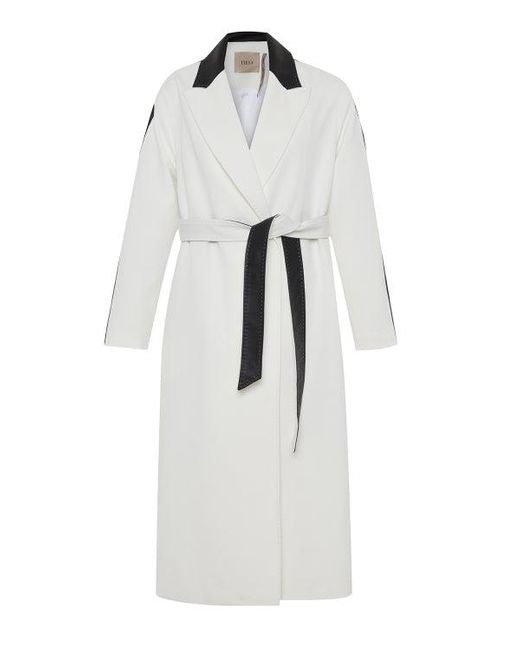 Theo the Label White Circe Vegan Leather Contrast Coat