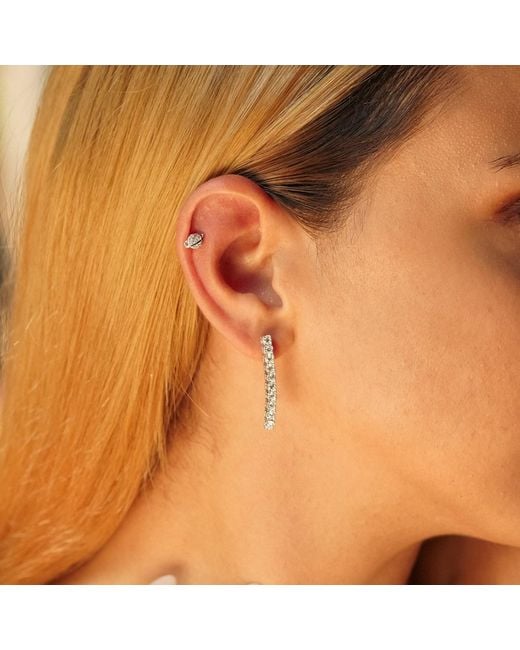 Spero London White Sterling Long Tennis Earrings