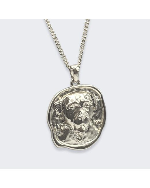Frenvyrn Metallic Lars Dog Coin Necklace, Sterling for men