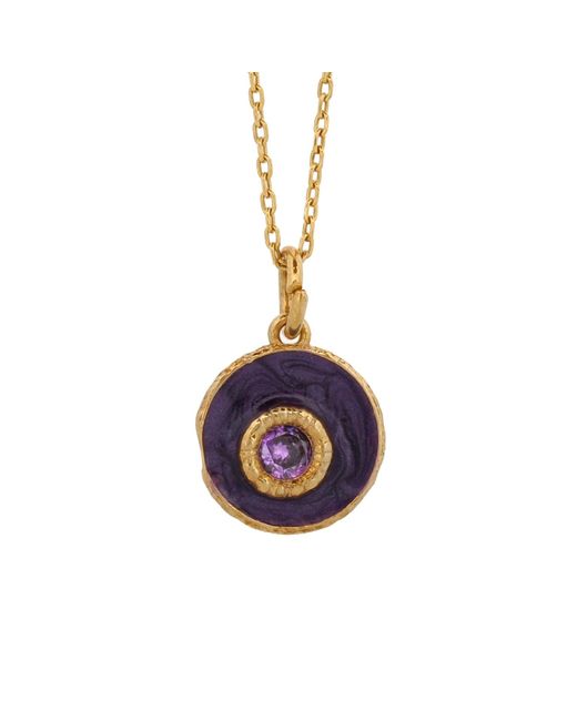 Ebru Jewelry Blue Purple Enamel Amethyst Stone Evil Eye Pendant Gold Chain Necklace