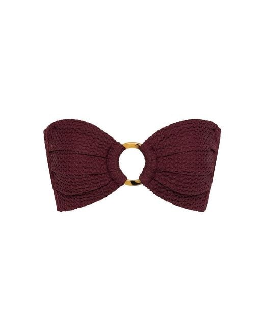 Montce Purple Crochet Tori Ties Bandeau Bikini Top