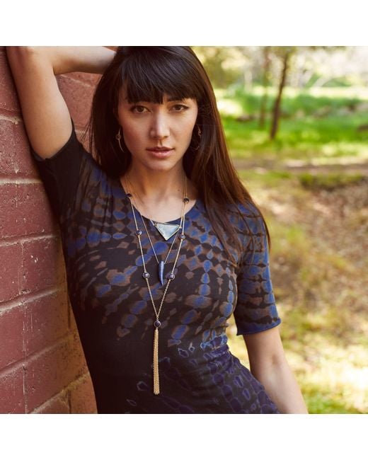 Heather Hawkins Jewelry Metallic Gemstone Horn Rolo Chain Necklace
