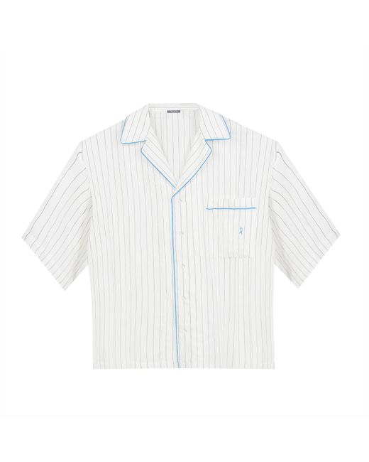 InAvati White Pyjama Shirt With Stripes And Short Sleeves