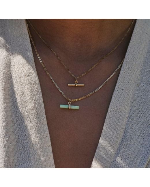 Zohreh Green Chrysoprase T-Bar Pendant 9K