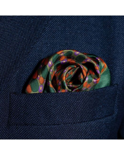Otway & Orford Blue 'Infinity' Spotted Silk Pocket Square for men