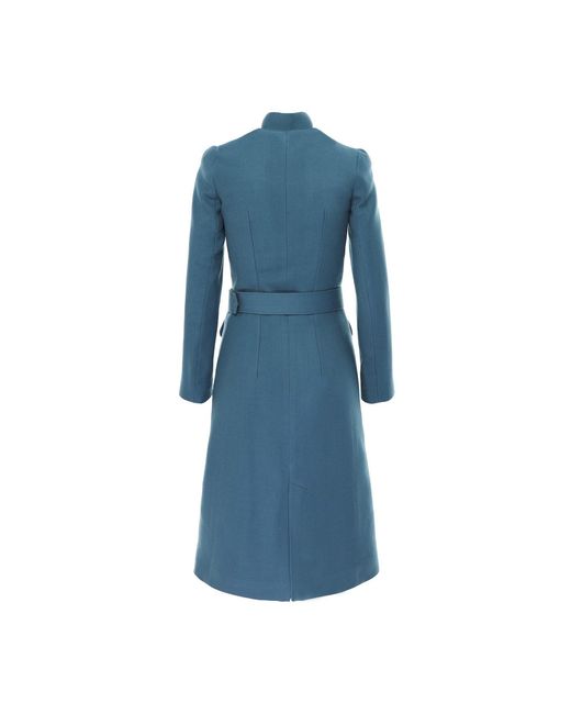 AVENUE No.29 Blue Midi Length Wool Coat With Belt
