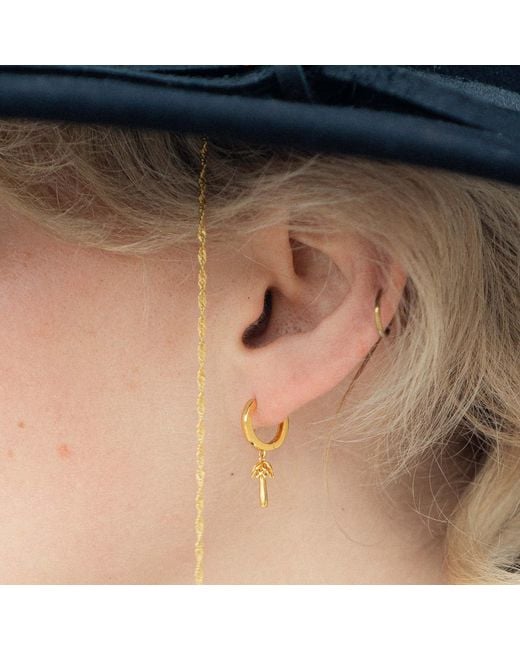 Shaded the Label Metallic Priscilla Palm Tree Huggie Hoop Earrings