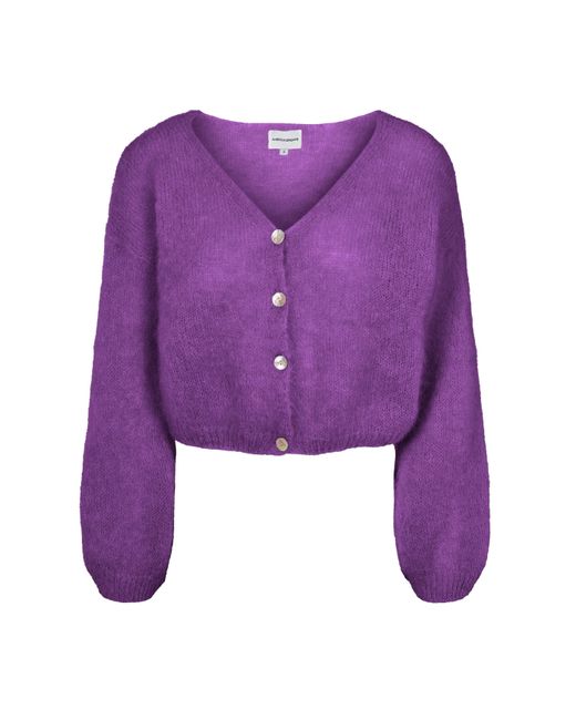 American Dreams Women's Purple Cornelia Cropped Cardigan Deep