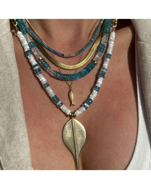 Rachel Nathan Metallic Neon Apatite & Mother Of Pearl & Sting Ray Necklace