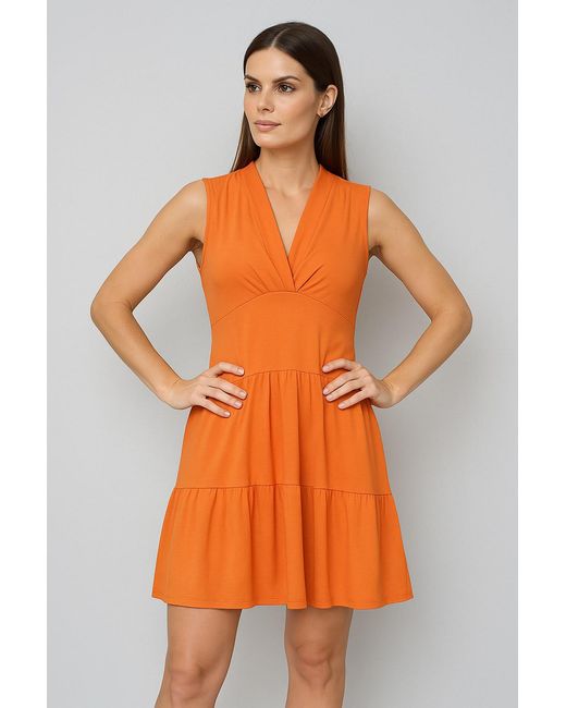Conquista Orange Dark Jersey Dress – Above Knee, Relaxed Fit, Cotton Blend