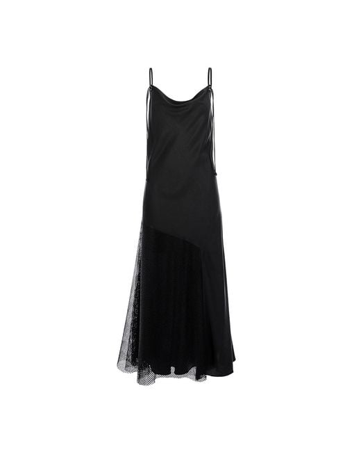 Silvia Serban Black Tencel Dress With Mesh Insert