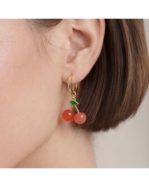 seree Red Harvest Agate Charm Earrings
