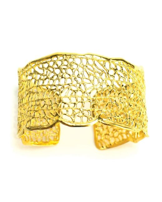 Lexi Jewelry Metallic Sea Goddess Organic Sea Fan Cuff Bracelet