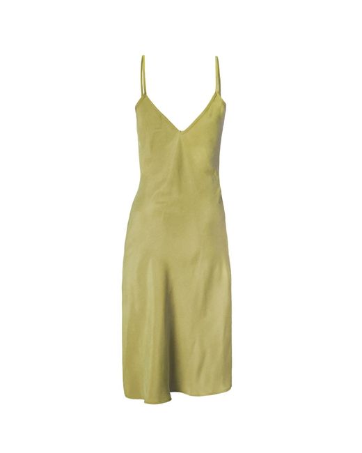 Italia A Collection Green Leaf Vegan Silk Slip Dress
