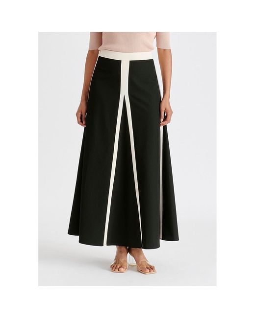 Paisie Black Contrast Trim Maxi Skirt