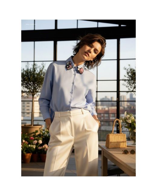 Sana t Blue Hand Embroidered Clara Shirt