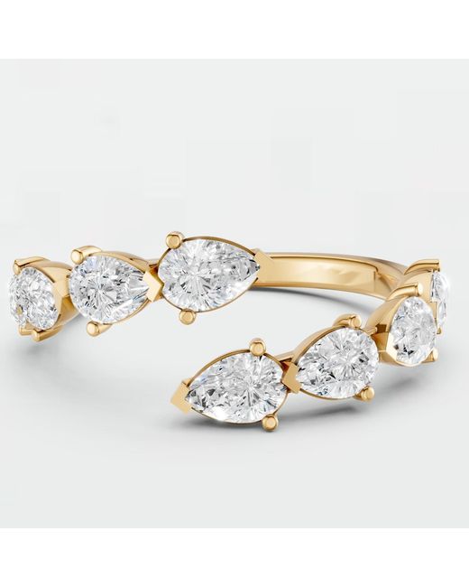 Aya Fine Jewelry Metallic Pear Lab Diamond Open Wrap Bypass Ring