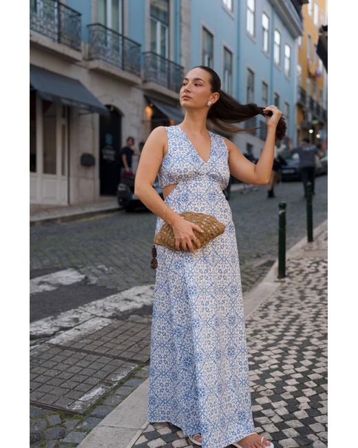 The Etta Collection Blue Augusta Maxi Dress