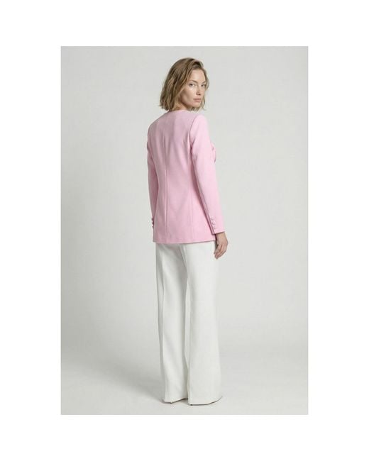 Modenaire Pink Sculptural Rose Blazer With Tailored Silhouette