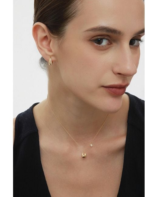 Vanhi White Georgie Crystal Knife Edge Huggie Hoop Earrings