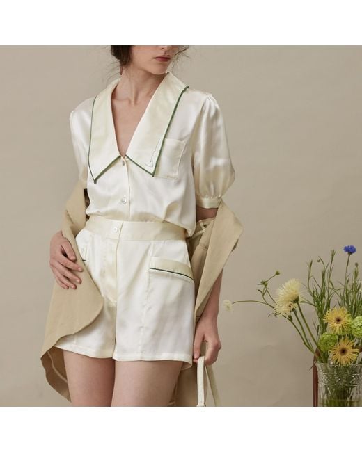 NOT JUST PAJAMA White French Style Short Set