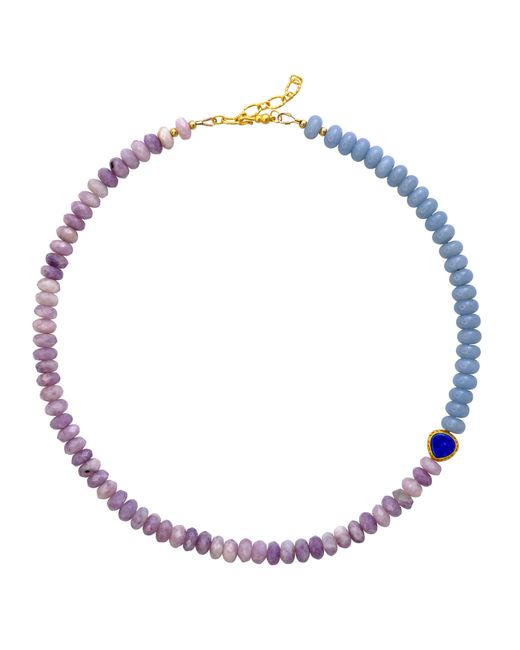 Bombyx House Metallic Kunzite Aquamarine Lapis Color Block Necklace