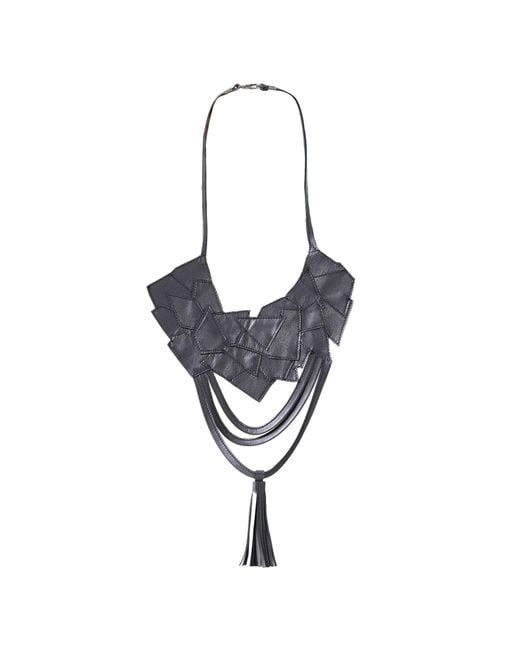 Metamorph Blue Oversize Genuine Leather Necklace