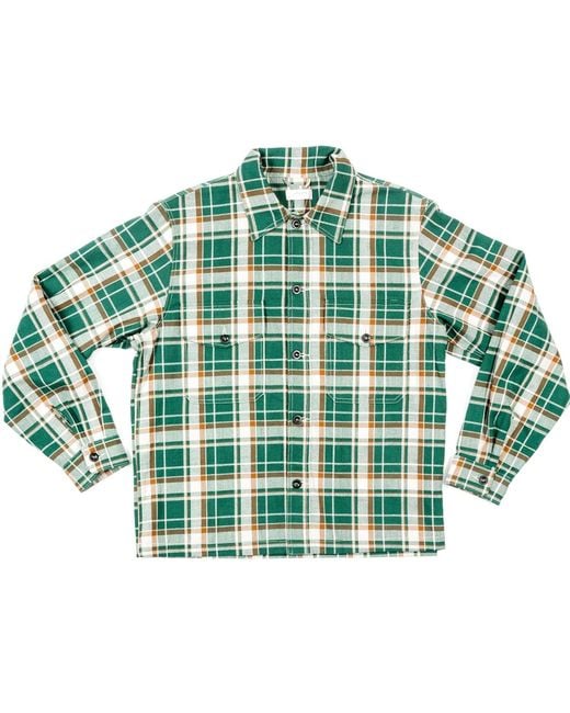 Ariko Green Bucky Flannel Overshirt for men