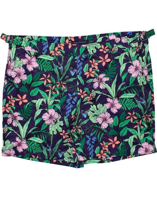 Lords of Harlech Green Pool Swirl Floral Purple for men