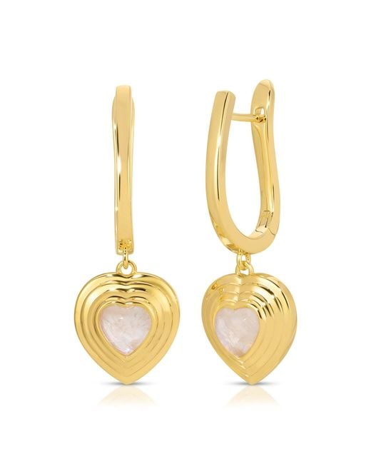 Glamrocks Jewelry Metallic Heart Of Stone Hoop Earrings
