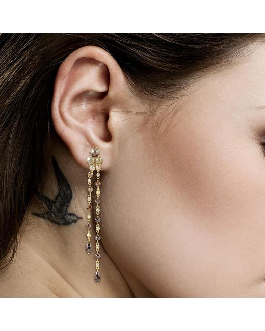 Artisan Metallic Ice Diamond & Diamond Long Drop Earrings