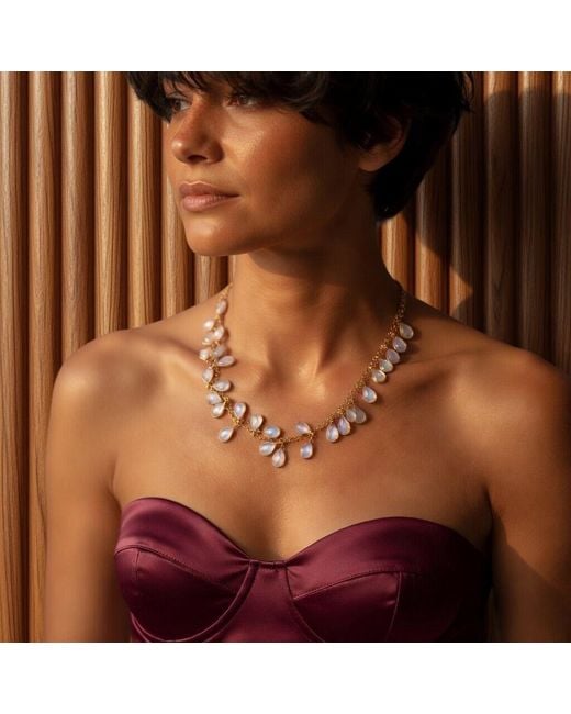 Persia Dona Jewelry Metallic Opal Drops Necklace