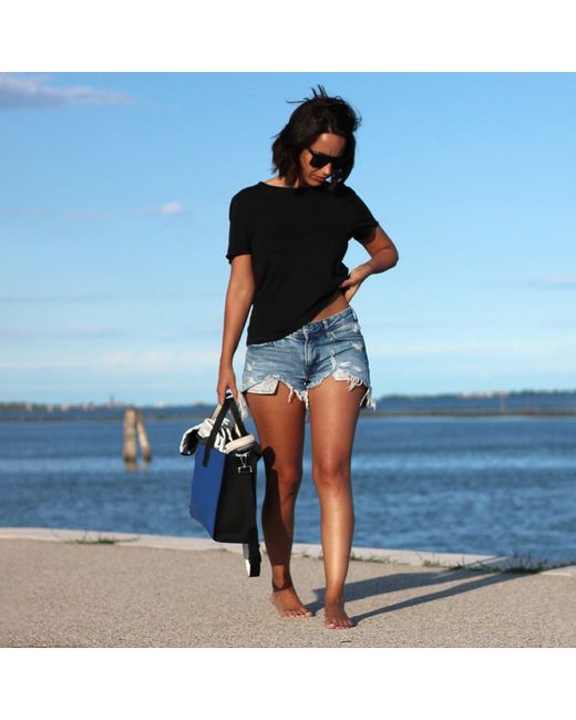 Qu Blue Matte Tote Bag