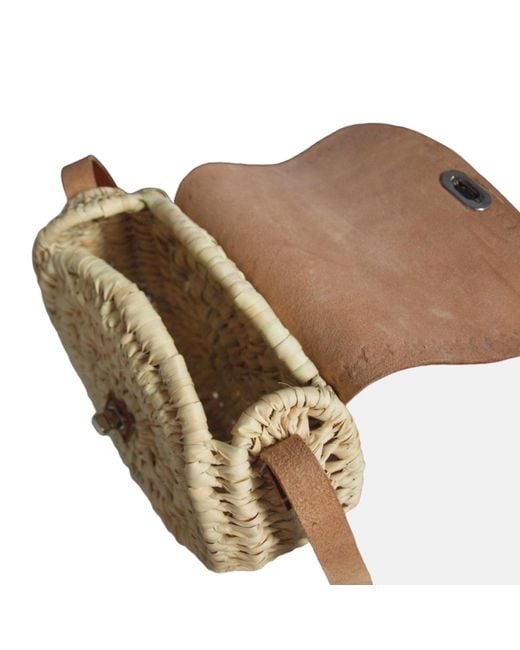 Berber Leather Brown Neutrals The Safi Rattan Round Bag