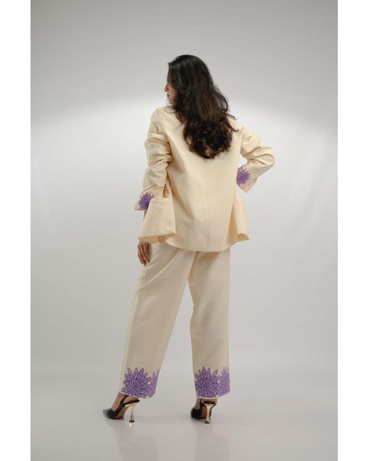 Celeste Mendis Natural Neutrals Manel Blossom Embroidered Suit Set