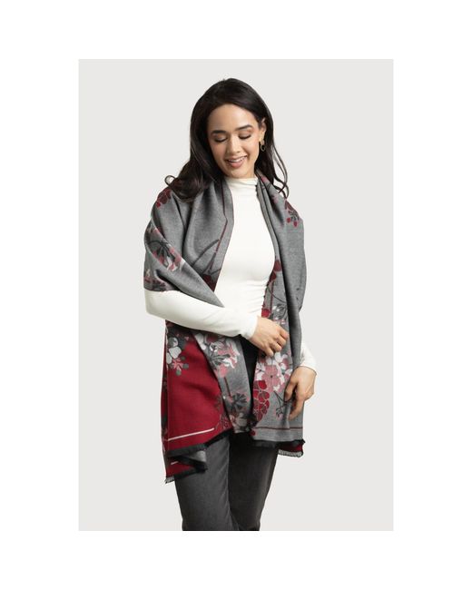 Saachi Gray Floral Reversible Scarf