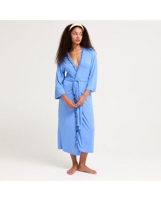 Pretty You London Blue Bamboo Frill Kimono