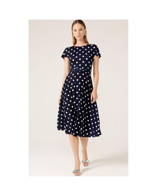 SACHA DRAKE Blue Reverse Wrap Midi Dress