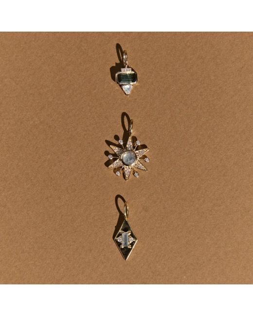 Zohreh Green Tourmaline, Diamond & Moonstone Pendant 9K
