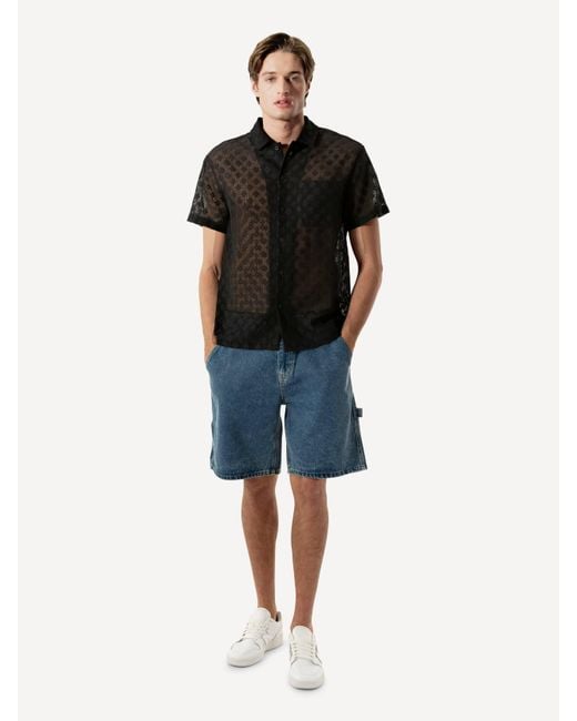 Wesc Black Mesh Camper Shirt for men