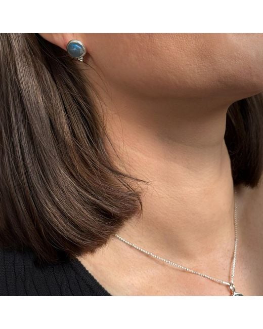 The Jewellery Store London Metallic Labradorite 'You Are Loved' Stud Earrings