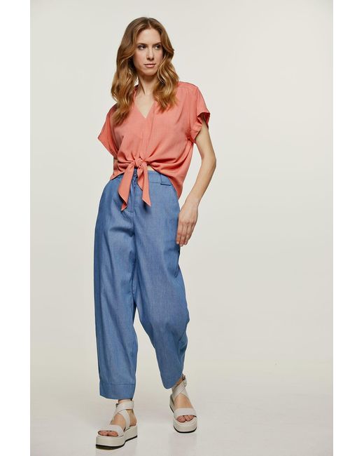 Conquista Blue Loose Fit Denim Style Pants