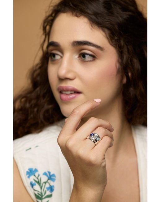 Isla Silver Blue Topaz, Pearl & Lapis Lazuli Ring