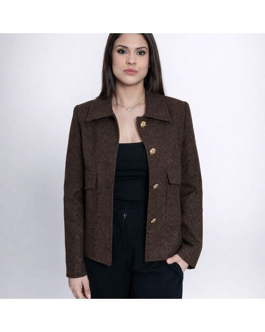 Nuvv Collection Brown Tweed Jacket With Buttons