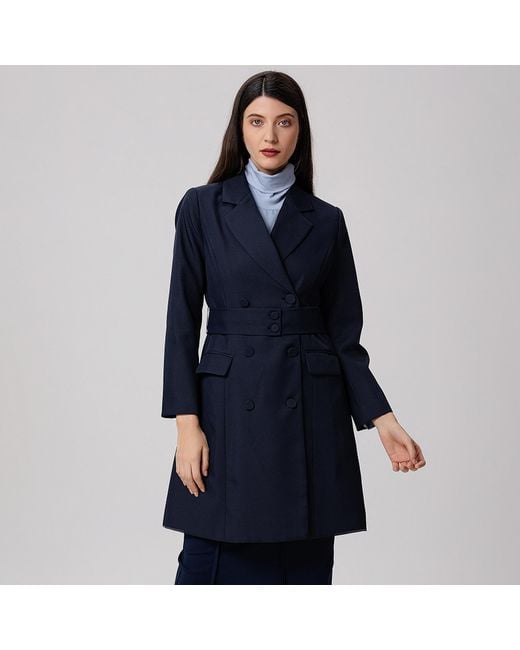 Smart and Joy Blue 'Belted Tailor Coat