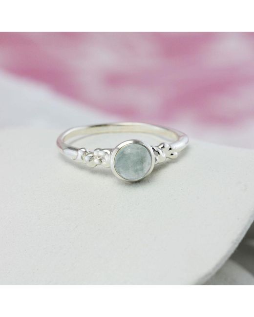Isla Silver White Sterling Aquamarine Ring