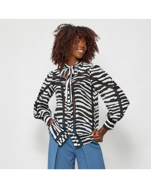 Solgo Atelier Black Alexis Puff Sleeve Mulberry Silk Blouse